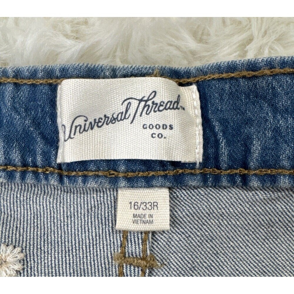 Universal Thread Vintage Straight Jeans 16/33 (36x26) Embroidered Denim Womens - Picture 3 of 11